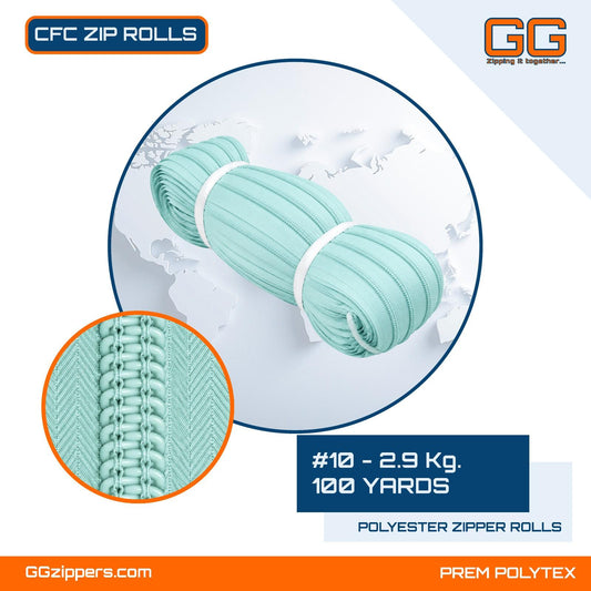 #10 - 2.9 kg, Virgin, Dyed, Color Card, CFC ZIPPER ROLL - 100 Yards
